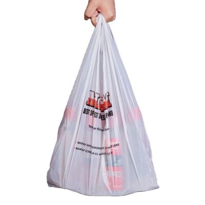 China HDPE Customized Handled T Shirt Bags With Printing Logo , Biodegradable Plastic T Shirt Bags for sale