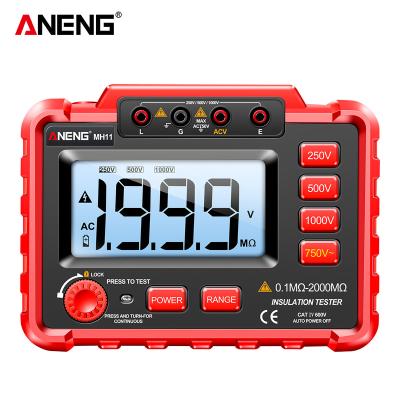 China ANENG MH11 ABS/Silicone Insulation Earth Resistance Tester Digital Resistance Meter Ohm Voltage Tester Megohmmeter Megger Meter for sale