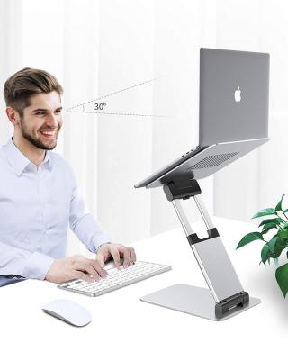 China Ergonomic Adjustable Ergonomic Laptop Stand Aluminum Standing Laptop Lift Riser Desk Stand (Height) for sale