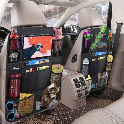 China Business/Luxury Car Backseat Organizer Storage Bag Auto Car Back Seat Protector with Touch Screen Tablet Holder for sale