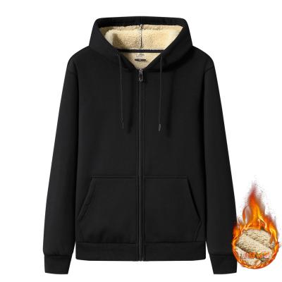 China Custom Anti-wrinkle Logo Embroidery Winter Solid Color Long Sleeve Cotton Casual Men's Plush Hoodie With Zippers for sale