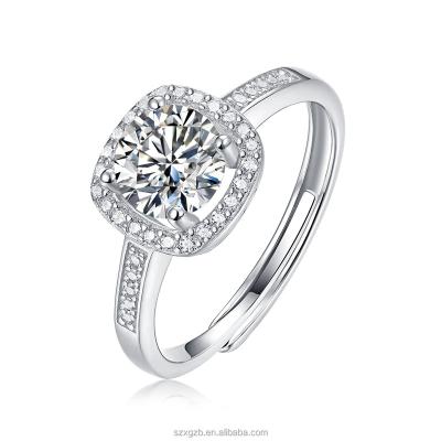 China Best Selling CLASSIC Gra Spot Certified Factory Wholesale Price Round Cut 6.5mm White Gold 925 18k Silver Plated Moissanite Ring for sale