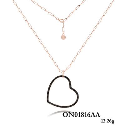 China FASHIONABLE design simple 18k gold-plated small personality heart-shaped multilayer pendant necklace for sale