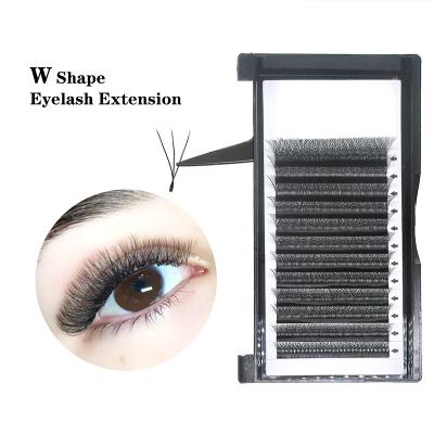 China 3D Eyelashes Clover Bun Fan W Shaped Lashes Lengthened Auto Blooming Soft Light Custom False Eyelashes Mink Eyelashes W Shaped for sale