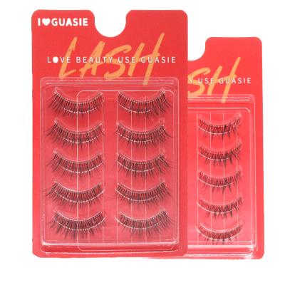 China Comfortable 5 Pairs Soft Natural Transparent Japanese Terrier False Eyelashes Sharpen Eyelash Short Natural False Eyelashes for sale