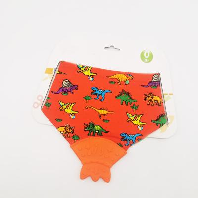 China Wholesale Organic Baby Cotton Triangle Bandana Drool Bibs Washable With Bpa Free Silicone Teether for sale