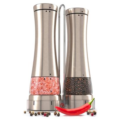 China Sustainable Design Kitchen Stainless Steel Electric Cookware Triple Led Light Weight Ceramic Salt And Pepper Grinder for sale