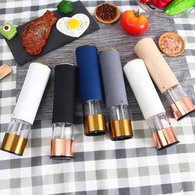 China Spice Mill Viable Bottle Pepper Grinder Rose Gold /gold Color Stainless Steel Electric Salt and Pepper Grinder for sale