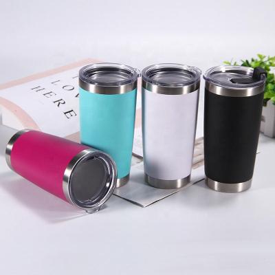 China WITH LID Powder Coating Car Cup Stainless Steel 20oz Double Wall Tumbler Coffee Cup for sale