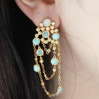 China Pretty Geometric Shocking Contemporary Art Desert Princess Royal Opal Stone Gorgeous Eye Luxury Stunning Women's Tassel Earrings for sale