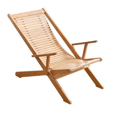 China ZM1045 Modern Designer Portable Comfortable Natural Wooden Indoor Outdoor Long Deck Chair Bamboo Folding Chair for sale