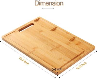 China ZM1004 Wholesale Customized Disposable Food Chopper Large Bamboo Cutting Board For Kitchen With Built-in 3 Compartments And Juice Grooves for sale