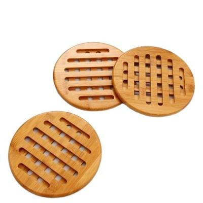 China Oilproof ZM1024 High Quality Multifunctional Solid Wooden Tea Tripods Hot Pad Coasters Bamboo Mat For Hot Dishes for sale