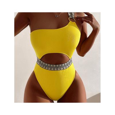 China Antibacterial Direct Cheap Price Yellow Spandex Women's Factory Supply Swimwear One Piece Bikini for sale