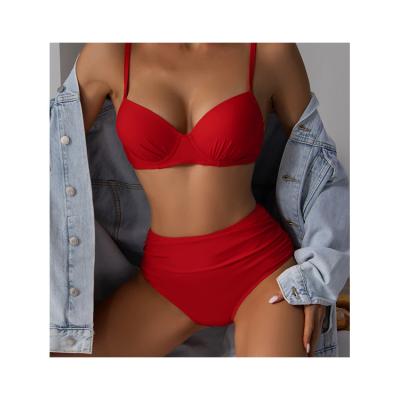 China New china manufacture antibacterial high quality polyester 2 pieces set swimsuit women swimming bathing suit bikini for sale