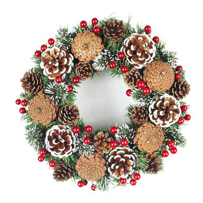 China Eco-friendly PVC PE Christmas winter ball mixed pinecones ornaments garland for Xmas decorative for sale