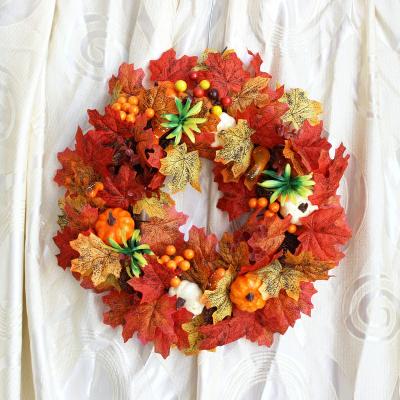 China 2022 Eco-friendly THANKSGIVING Front Door Wreath Day Artificial Flower Garlands Decor for sale