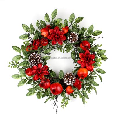 China Eco-Friendly Handmade Wreath Door Hanging Greenary Leaves Decor Navidad Navidad Xmas Garland Home Outdoor Christmas Wreath for sale