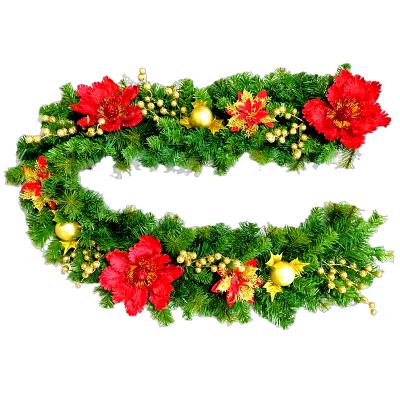 China PVC+pine Christmas ball garland frame simulation red festive Christmas garlands red gold red Christmas ball eco-friendly flower/tree yarn/wreath for sale