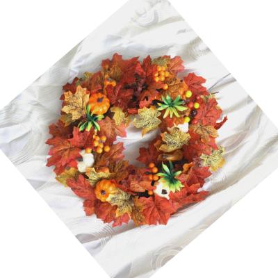 China Indor Decoration Greenary Autumn Maple Leaf Flower Vine Halloween Decoration Pumpkin Fall Wreath for sale