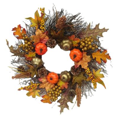 China Decoration 45cm Front Door Wreath Decorative Door Garland Pumpkins Decoration Wreath from Indor for sale