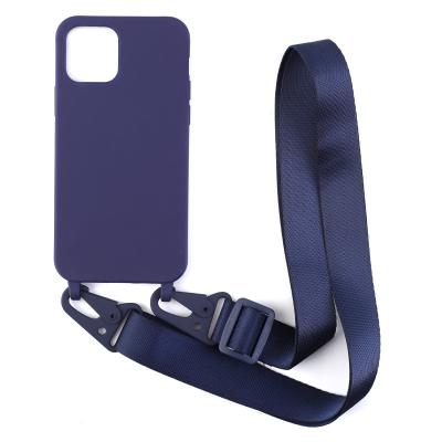 China 2021 Shockproof Necklace Lanyard Silicone Phone Case For iPhone 12 11 Pro MAX Lanyard Neck Strap Cord Rope Cover for sale