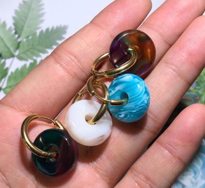 China BOHEMIA resin fashion boutique round rainbow acrylic color dangle earrings charm earrings jewelry for sale