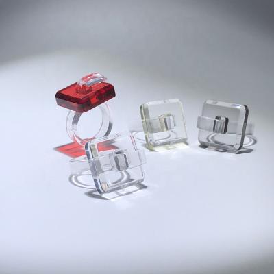 China CIA Peichi Square Shape Rotatable Acrylic Ring Rings Lucid&Transparent Jewelry For Women for sale