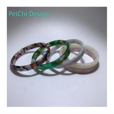 China Peichi New Product Casual / Sporty Tortoiseshell Acetate Marbled Chunky Bangles Bracelet Jewelry For Women for sale