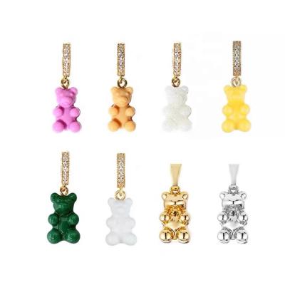 China Cute Popular Acrylic&resin Bear Earrings And Necklace Trendy Pendant Dangle Jewelry For Girls Ladies for sale