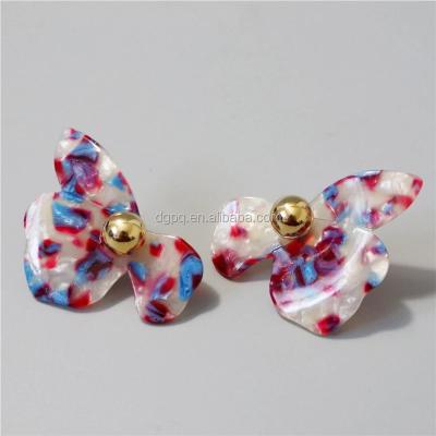 China Wholesale Casual/Sporty Peichi Cellulose Acetate Tortoiseshell Color Flower Stud Resin Earring Jewelry For Women for sale