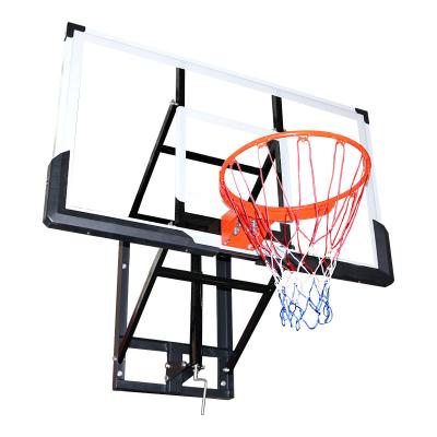 China Wall Mount Adjustable Outdoor And Indoor Basketball Hoop With PC/Tempered Backboard Glass Height Adjustable Basketball Equipment for sale