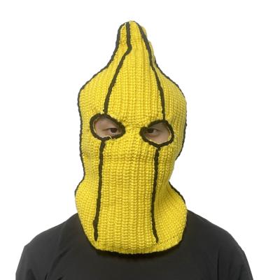 Chine Cérébral chaud de banane taille adulte broderie 3D Balaclava 2 trous masque de ski chapeau d'hiver à vendre