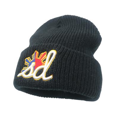 China Mens Winter Hat Type Camouflage Pompom Knitted Beanie Hats 3D Embroidery Logo for sale