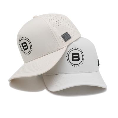 Chine Tissu de velours étanche à l'eau par caoutchouc à ultrasons Logo Beige Blanc Bonnet de baseball sur mesure à vendre