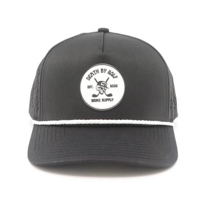 China Andere Patroon Type Custom 5 Panel Rubber PVC Logo touw Baseball Cap met T-shirthouder Te koop