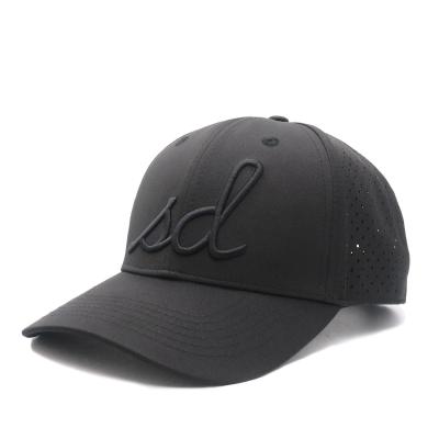 China Athletic Baseball Cap Men Women 6 Panel 3D Embroidery Custom Sports Hat Black for sale