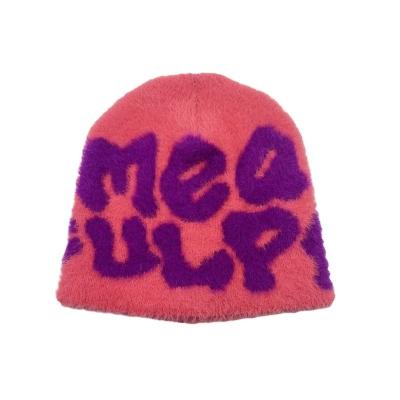 China Chapéu de Tricote de Inverno Personalizado Com Impressão de Puff Tricote Jacquard Falso Fur Mohari Beanie à venda