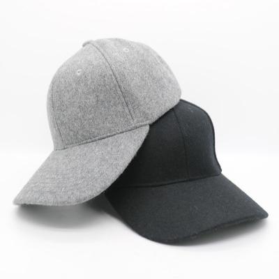 China Plain Black Baseball Cap Adults 100% Wool Felt Baseball Caps Party Style Party  5 Inch for sale