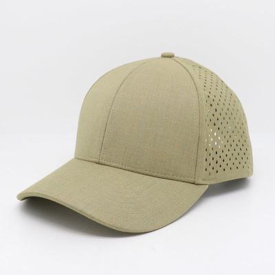 China Plain 6 Panel Laser Hole Hat Cutting Hole Cap Four Seasons Performance Golf Hat for sale