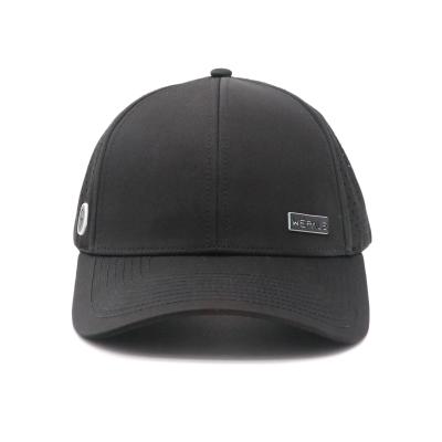 China 6-Panel-Hut mit hochgehobenem Gummi-Druck Custom Black PVC Patch Wasserdichte Baseballkappe zu verkaufen