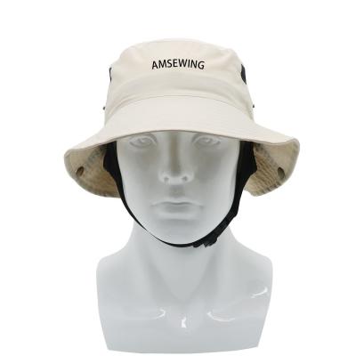 China Adults Custom Breathable Mesh Surf Bucket Hat with Waterproof and Adjustable Chin Strap for sale