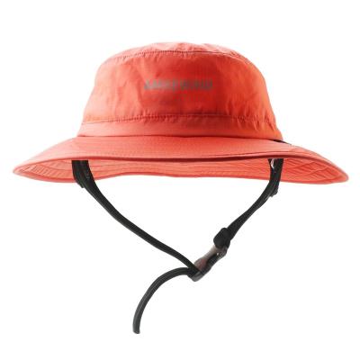 China Waterproof Surfing Hat Adjustable Chin Strap Sunscreen Bucket Hat For Men And Women for sale