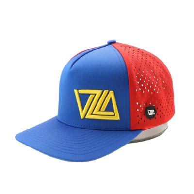 China 5 Panel Fischen Performance Hut Zwei Farbe Rot Marine Blau Baseball Kappe 3D Stickerei Logo zu verkaufen