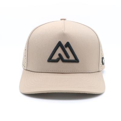 China Custom 5 Panel PVC Rubber Patch 3D Borduur Logo Hoed met Khaki Baseball Golf Design Te koop