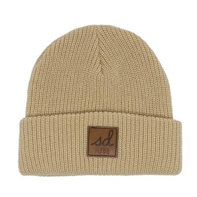 China Maching Embroidery Unisex Men Women Beanie Hat Fisherman Docker Hat Warm Ribbed Winter Knitted Ski for sale