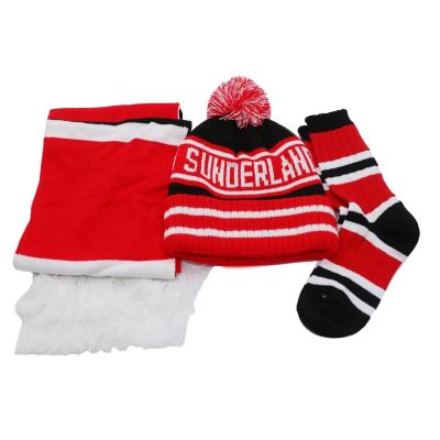 China Customized Logo Men Women Knitted Hat Sets 3 PCS Beanie Scarf Socks Sets Neck Warm Hat for sale