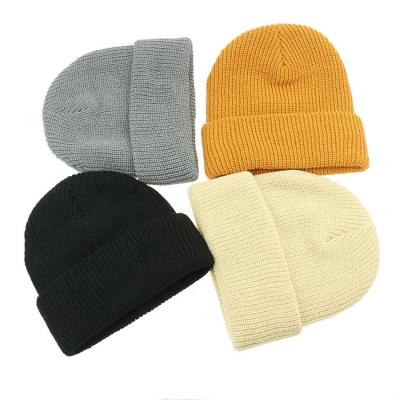 China Cuffed Beanie Solid Color Cashmere Knitted Winter Hat for Autumn Winter Image Style for sale