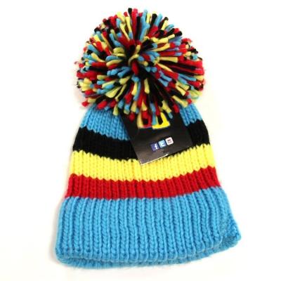 Cina Cappello da sci a forma di grande bobble con filo spesso e disegno a maglia in stile immagine in vendita