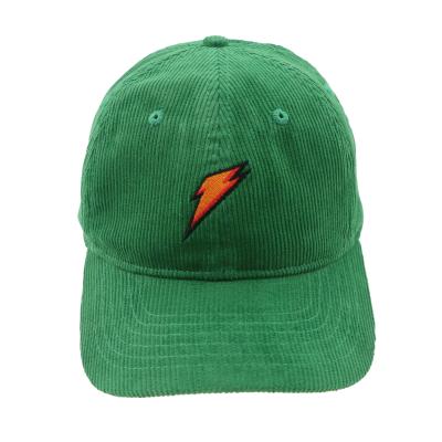 China Embroidered 6-Panel Corduroy Baseball Cap With Green Design Embroidery for sale